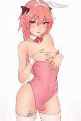  1boy animal_ears astolfo_(fate) bluefield blush bulge covered_navel cowboy_shot crossdressing cum cum_in_clothes cum_through_clothes detached_collar erection erection_under_clothes fake_animal_ears fate/apocrypha fate/grand_order fate_(series) hairband hand_on_own_chest highres leotard male_focus male_playboy_bunny nipples pink_hair playboy_bunny precum purple_eyes rabbit_ears rabbit_tail sex_toy solo standing tail thighhighs trap vibrator vibrator_in_thighhighs white_background white_thighhighs wrist_cuffs  rating:Explicit score:275 user:danbooru