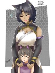  &gt;_&lt; 2girls :d >_< aged_down animal_ears black_hair blake_belladonna bracelet cat_ears cat_girl closed_eyes ear_piercing earrings english_text jewelry kali_belladonna mature_female mother_and_daughter multiple_girls open_mouth piercing rwby smile tongue tongue_out xd z666ful  rating:Sensitive score:50 user:danbooru