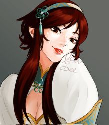  1girl breasts brown_eyes brown_hair chai_xianghua cleavage highres looking_at_viewer namco soul_calibur soulcalibur soulcalibur_vi  rating:Sensitive score:3 user:GPO2