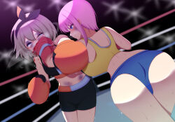 2girls bea_(pokemon) boxing catfight multiple_girls nakano_ichika original ryona tagme unconscious