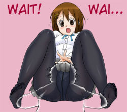  1girl brown_eyes brown_hair crotch_seam cunnilingus feet hard-translated hirasawa_yui k-on! licking no_shoes open_mouth oral panties panties_under_pantyhose licking_panties pantyhose school_uniform soles solo_focus third-party_edit toes translated underwear uraharukon 