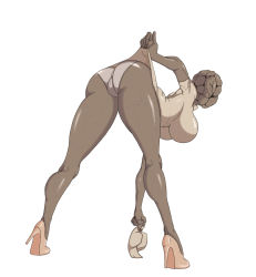  1girl arched_back ass bent_over breasts cameltoe clothes_lift dark-skinned_female dark_skin father_dimitry female_focus full_body hat high_heels large_breasts looking_back monster_girl nurse nurse_(silent_hill) panties pantyshot shoes silent_hill simple_background skin_tight skirt skirt_lift solo underwear veins white_background 