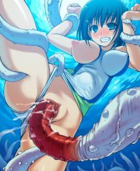  1girl asphyxiation blue_eyes blush bosshi breasts breasts_out clenched_hand clenched_teeth clitoris clothing_aside coral cum cum_in_pussy drowning grabbing holding_another&#039;s_arm large_breasts large_insertion mossha one-piece_swimsuit one_breast_out original pussy rape restrained stomach_bulge swimsuit swimsuit_aside tears teeth tentacle_sex tentacles uncensored underwater underwater_sex vaginal  rating:Explicit score:116 user:jpeghunter