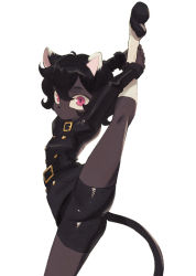  1girl arms_behind_head arms_together black_cat_(colo) colo entwined_fingers extended_arms extended_leg flexible furry hands_on_leg hands_on_own_leg holding_leg holding_raised_leg interlocked_fingers looking_at_viewer one_leg_up raised_arms raised_hand leg_up short_hair shorts simple_background socks solo split spread_legs standing straight_leg stretching standing_split white_background  rating:Explicit score:13 user:LordVader1
