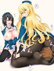 10s 1boy 2girls atago_(kancolle) black_hair blonde_hair blue_eyes breasts brown_hair clothed_sex cum femdom gloves heart kantai_collection large_breasts multiple_girls naughty_face pantyhose red_eyes reverse_spitroast sitting sitting_on_face sitting_on_person smile takao_(kancolle) thick_thighs thighhighs thighs rating:Explicit score:72 user:Colonelclusterfuck99