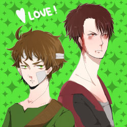  2boys bandages bandolier blood brown_hair capcom christophe dante_(dmc:_devil_may_cry) devil_may_cry devil_may_cry_(series) dmc:_devil_may_cry green_eyes male_focus multiple_boys nosebleed red_eyes short_hair south_park the_mole_(happy_tree_friends)  rating:Sensitive score:19 user:roger_smith