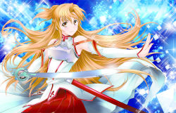  10s asuna_(sao) brown_hair kawarajima_kou long_hair sword sword_art_online weapon  rating:Sensitive score:6 user:xen84