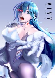 1girl android artist_request blue_eyes blue_hair damaged gloves highres looking_at_viewer mechanical_parts missing_limb red_eyes vivy vivy:_fluorite_eye&#039;s_song  rating:Sensitive score:8 user:danbooru