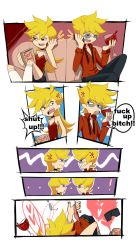  10s ^^^ angry bad_id bad_pixiv_id blonde_hair blue_eyes comic dual_persona english_text engrish_text gender_request genderswap highres laphy panties panty_&amp;_stocking_with_garterbelt panty_(psg) profanity ranguage selfcest silent_comic translated underwear  rating:Questionable score:21 user:Furio