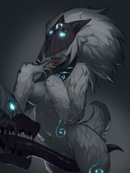 1girl animal_ears bestiality blue_eyes body_fur cunnilingus dual_persona female_masturbation highres hooves kindred_(league_of_legends) lamb_(league_of_legends) league_of_legends less long_hair masturbation oral selfcest smile solo tail tongue tongue_out wolf wolf_(league_of_legends) rating:Explicit score:78 user:danbooru