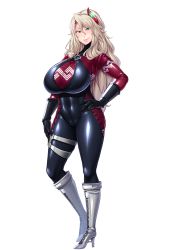  00s 1girl blonde_hair blue_eyes bodysuit breasts eliza_perlman female_focus full_body highres huge_breasts kangoku_academia kangoku_senkan latex latex_suit lilith-soft long_hair looking_at_viewer parted_lips prison_academia shiny_skin sian smile solo standing transparent_background  rating:Sensitive score:31 user:deltaonix