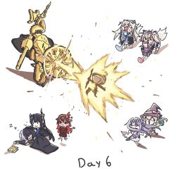  &gt;_&lt; 6+girls blanket book character_request chibi elden_ring energy_beam explosion flat_color fuwawa_abyssgard fuwawa_abyssgard_(1st_costume) glitch headpat highres holding holding_microphone holoadvent hololive hololive_english hololive_error koseki_bijou koseki_bijou_(1st_costume) little_witch_nobeta microphone microphone_stand mococo_abyssgard mococo_abyssgard_(1st_costume) multiple_girls music nerissa_ravencroft nerissa_ravencroft_(1st_costume) nobeta shiori_novella shiori_novella_(1st_costume) simple_background singing sleeping ta_wam tarnished_(elden_ring) tokino_sora tree_sentinel virtual_youtuber white_background 