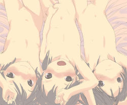  3girls blush copyright_request flat_chest kikurage_(crayon_arts) loli looking_at_viewer multiple_girls nipples nude open_mouth short_hair sketch smile  rating:Explicit score:251 user:huzzaman