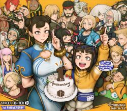  2024 6+boys 6+girls a.k.i._(street_fighter) angry anniversary bandana beard black_hair blanka blonde_hair blush breasts brown_eyes brown_hair cake cammy_white capcom character_request chinese_clothes chun-li collar dark-skinned_female dark_skin dated dreadlocks earrings edmond_honda embarrassed facial_hair fang food glasses_on_head gloves guile hair_bun han_juri hershuar heterochromia jacket jewelry ken_masters kimberly_jackson large_breasts li-fen lily_hawk looking_back manon_legrand marisa_(street_fighter) multiple_boys multiple_girls one_eye_closed one_eye_covered open_mouth pink_hair ryu_(street_fighter) scar scar_across_eye scar_on_face sleeping small_breasts smile smo spiked_collar spikes street_fighter street_fighter_6 sunglasses tagme thumbs_up v white_hair yellow_background yellow_eyes zangief 