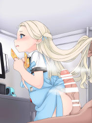  1boy 1girl age_difference apron ass bar_censor blonde_hair blue_archive blue_eyes blush buttjob censored dove_pixie erection grabbing_another&#039;s_hair hetero highres imminent_penetration large_penis loli long_hair penis precum scared sitting sitting_on_lap sitting_on_person sora_(blue_archive) veins veiny_penis  rating:Explicit score:916 user:pzrp12