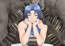  1girl blue_hair breasts fat fat_man foreskin grabbing_another&#039;s_chin hairy hairy_legs hairy_testicles highres jewelry large_breasts leg_hair long_hair necklace no10_direct penis penis_on_head precum precum_string pubic_hair sleeveless smegma smile surrounded_by_penises  rating:Explicit score:31 user:jojosstand