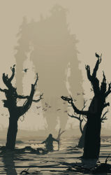  absurdres bird giant highres shadow_of_the_colossus tree wander_(shadow_of_the_colossus) wanderer_(ragnarok_online) wetland  rating:Sensitive score:28 user:stella