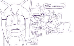  absurdres amy_rose breasts cheating_(relationship) excito goggles goggles_on_head highres implied_sex medium_breasts netorare shocked_pupils sonic_(series) sonic_boom_(series) sweat sweatdrop tails_(sonic) zooey_(sonic)  rating:Explicit score:40 user:dj2398847833