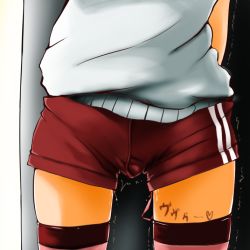 1girl arm_behind_back body_writing crotch female_focus gradient_background grey_background gym_uniform heart keishiki_(leftwin) lower_body original pussy_juice red_shorts red_thighhighs sex_toy shirt short_shorts shorts simple_background skindentation solo standing striped_clothes striped_thighhighs text_focus thigh_gap thighhighs trembling uniform vibrator vibrator_cord vibrator_in_thighhighs vibrator_under_clothes white_shirt rating:Explicit score:64 user:AngryZapdos