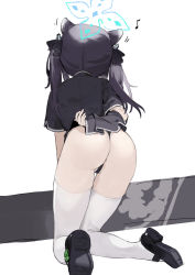  1girl absurdres aged_down animal_ear_fluff animal_ears ass black_dress black_hair black_panties blue_archive china_dress chinese_clothes dress female_focus from_behind halo highres kneeling loli long_hair mary_janes panties sh_(shinh) shoe_soles shoes short_sleeves shun_(blue_archive) shun_(small)_(blue_archive) solo thighhighs thighs tiger_ears tiger_girl twintails underwear weapon_case white_thighhighs  rating:Questionable score:217 user:danbooru