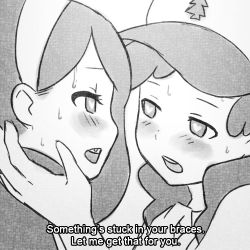 1boy 1girl bad_id bad_tumblr_id baseball_cap blush braces brother_and_sister dipper_pines english_text gravity_falls greyscale hairband hand_on_another&#039;s_cheek hat heart heart-shaped_pupils imminent_kiss long_hair looking_at_another lowres mabel_pines mike_inel monochrome siblings subtitled symbol-shaped_pupils twins rating:Sensitive score:169 user:danbooru