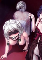 2girls all_fours alternate_costume anal anal_beads anal_object_insertion anal_tail ass ball_gag bdsm blindfold blue_hair blush bow braid breasts breasts_out butt_plug collar corset covering_own_eyes crawling dress fake_tail female_focus femdom gag gagged garter_straps h_kasei hair_bow hair_ornament hanging_breasts highres izayoi_sakuya leash maid_headdress medium_breasts midriff multiple_girls nipples non-web_source object_insertion open_mouth panties pet_play remilia_scarlet scan sex_toy shirt short_hair silver_hair slave sleeveless slime small_breasts smile sweat tail thighhighs touhou twin_braids underwear white_legwear wiffle_gag yuri rating:Explicit score:255 user:danbooru
