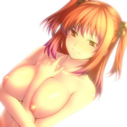  1girl between_breasts breasts breasts_squeezed_together female_focus hair_bobbles hair_ornament huge_breasts nipples nude onozuka_komachi red_hair solo touhou tro_(trombe)  rating:Questionable score:72 user:danbooru
