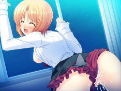  ass blush breasts breasts_out clothed_sex clothing_aside cum cum_in_pussy cumdrip defloration game_cg hazumi_rio open_clothes panties panties_aside petapeta pussy pussy_juice school_uniform shiokawa_aya tears underwear vaginal  rating:Explicit score:8 user:booboo