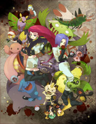 &gt;:) &gt;:d &gt;_&lt; 1boy 1girl 2boys 3girls :c :d ^_^ amoonguss antennae arbok ass bat_(animal) belt beret black_dress black_eyes black_gloves black_shirt black_skirt black_wings blonde_hair blue_eyes blue_hair boots breasts brown_background brown_eyes bug butch_(pokemon) cacnea carnivine cassidy_(pokemon) cat chimecho claws clenched_hand closed_eyes creatures_(company) crossed_arms death_mask domino_(pokemon) double_bun dragonfly dress dustox earrings fang fangs flower flying forked_tongue game_freak gen_1_pokemon gen_2_pokemon gen_3_pokemon gen_4_pokemon gen_5_pokemon gloves green_eyes green_wings grey_background hair_bun hand_on_own_hip hanging happy hat haze heart holding holding_flower holding_poke_ball hug insect james_(pokemon) jessie_(pokemon) jewelry jumping kiss leaf lickitung lipstick logo long_hair long_tongue looking_at_viewer makeup mask meowth mime_jr. moth multiple_boys multiple_girls nintendo nose one_eye_closed open_mouth outstretched_arm pants pantyhose patting pink_fur pink_hair pitcher_plant plant poke_ball pokemon pokemon_(anime) pokemon_(creature) purple_eyes red_eyes red_flower red_hair red_rose rock rose sad sasairebun seviper shirt short_hair shuckle skirt skull_and_crossbones smile smoke snake spikes star_(symbol) tail team_rocket team_rocket_uniform teardrop teeth tongue tongue_out tulip uniform upside-down v-shaped_eyebrows venus_flytrap victreebel wavy_mouth weezing whiskers white_eyes white_gloves white_pants white_shirt white_skirt white_wings wind_chime wings wink wobbuffet woobat yamask yanmega yellow_eyes