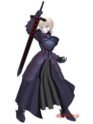 armor black_shoes blonde_hair blood fate/stay_night highres saber_(fate) saber_alter sword type-moon weapon rating:Sensitive score:3 user:blacklist1