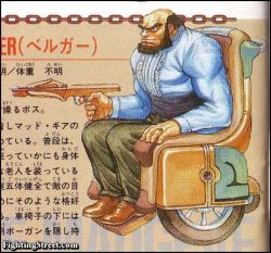  1boy bald beard boss bow_(weapon) bow_gun capcom crossbow facial_hair final_fight grin horace_belger lowres male_focus sitting smile solo weapon wheelchair  rating:Sensitive score:6 user:spiderzombiex