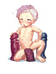  1girl ^^^ barefoot blush censored completely_nude dildo dildo_riding feet female_focus flat_chest hand_on_own_thigh highres huge_dildo knee_up kneeling kurotsuki_(luowei99) loli mosaic_censoring navel nipples nude object_insertion original parted_lips purple_eyes pussy pussy_juice pussy_juice_trail rolling_eyes sex_toy short_hair simple_background solo spread_legs stomach stomach_bulge sweat tearing_up thighs toes tongue tongue_out vaginal vaginal_object_insertion white_background white_hair  rating:Explicit score:300 user:MonsieurCinq