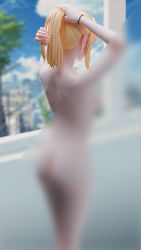  3d ass blonde_hair breasts censored censored_nipples genshin_impact highres jean_(genshin_impact) large_breasts legs panties pants ponytail shirt striped_clothes striped_panties sweatpants underwear  rating:Explicit score:7 user:JesseRae