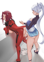 1futa 1girl arm_support ass blue_dress blush bodysuit breast_press breasts breasts_out censored clothed_sex crossover cum cum_in_pussy cum_overflow doggystyle dress earrings futa_with_female futanari happy_sex highres huge_ass izayoi_aki jewelry large_breasts long_hair long_sleeves mosaic_censoring open_mouth penis ponytail red_bodysuit red_hair rwby sex sex_from_behind shiny_clothes silver_hair smile standing standing_sex sweat tagme torn_clothes vaginal wedge_heels weiss_schnee white_background yu-gi-oh! yu-gi-oh!_5d&#039;s zero_a rating:Explicit score:653 user:danbooru