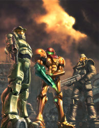  aiming_at_viewer armor at_gunpoint cloud crossover gun halo_(game) helghast helmet highres killzone looking_up m7 master_chief metroid nintendo playstation power_suit samus_aran science_fiction sta52 submachine_gun udon udon_entertainment varia_suit weapon xbox  rating:Sensitive score:35 user:danbooru