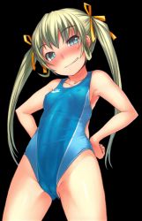  10s 1futa arena_(company) armpits asakura_mao black_background blonde_hair blue_eyes blue_one-piece_swimsuit blush bosshi breasts bulge collarbone competition_swimsuit cowboy_shot erection erection_under_clothes eyebrows futabu futanari hair_ribbon hands_on_own_hips huge_penis no_testicles one-piece_swimsuit penis ribbon see-through simple_background small_breasts solo standing swimsuit twintails  rating:Explicit score:301 user:Marconius
