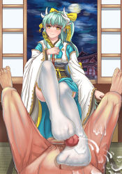 1boy 1girl absurdres cum dominatrix ejaculation fate_(series) femdom footjob highres kiyohime_(fate) male_pubic_hair milk penis pubic_hair smile uncensored white_legwear yinglun_xiao_diao_si_weibo rating:Explicit score:38 user:xzhz1996