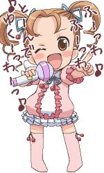  baby brown_eyes brown_hair child dress hinamori_ami lowres music one_eye_closed short_twintails shugo_chara! singing solo twintails wink 