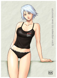 1girl azasuke camisole christie_(doa) dead_or_alive highres grey_eyes silver_hair swimsuit tecmo rating:Explicit score:7 user:Anonymous