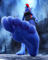  1girl feet foot_focus giant giantess tagme undertale undyne  rating:Questionable score:7 user:Cabin