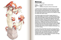 1girl 2girls ass breasts character_profile english_text hard-translated kenkou_cross large_breasts looking_at_viewer looking_back matango_(monster_girl_encyclopedia) monster_girl monster_girl_encyclopedia multiple_girls mushroom mushroom_girl no_nipples nude official_art outstretched_arms plant_girl red_hair third-party_edit translated rating:Questionable score:59 user:danbooru