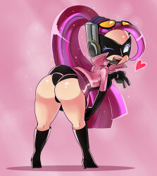  2013 ass bent_over eric_lowery highres legs long_hair one_eye_closed pink_hair the_wonderful_101 thighs wink wonder_pink 
