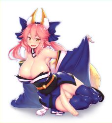  10s 1girl animal_ears arm_support bare_shoulders blue_bow blue_thighhighs blush bow breasts cleavage detached_sleeves eyebrows fang fate/extra fate_(series) flaccid foreskin fox_ears full-package_futanari full_body futanari groin hair_between_eyes hair_bow highres huge_breasts huge_penis kagami_uekusa long_hair obi penis pink_hair ponytail sandals sash simple_background sitting solo tail tamamo_(fate) tamamo_no_mae_(fate/extra) testicles thighhighs third-party_edit uncensored white_background wide_sleeves yellow_eyes  rating:Explicit score:109 user:Nimji