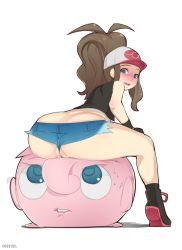  10s 1girl artist_name ass bad_id bad_pixiv_id baseball_cap blue_eyes blush brown_hair butt_crack cleft_of_venus creatures_(company) deeezel deeezelart denim game_freak gen_1_pokemon gloves hat hilda_(pokemon) huge_ass jeans jigglypuff long_hair looking_back looking_up nintendo open_mouth pants parted_lips partially_visible_vulva pokemon pokemon_(creature) pokemon_bw pokephilia ponytail ripped_jeans shadow short_shorts shorts simple_background sitting sitting_on_person sweat uncensored wedgie white_background  rating:Explicit score:203 user:ElsaXRosalina