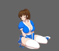  1girl animated animated_gif bakukadan breasts brown_hair cleavage collarbone dead_or_alive huge_breasts kasumi_(doa) large_breasts ponytail shiny_skin short_hair sitting sleeping solo tecmo white_legwear  rating:Sensitive score:45 user:Rumpelstilzchen