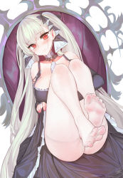 azur_lane bad_id bad_pixiv_id breasts clothes_lift commission dress dress_lift feet formidable_(azur_lane) frilled_dress frills grey_hair large_breasts legs legs_together long_hair pantyhose red_eyes ribbon see-through see-through_legwear soles solo suerte thighs toes twintails two-tone_dress two-tone_ribbon very_long_hair white_pantyhose rating:Questionable score:84 user:danbooru