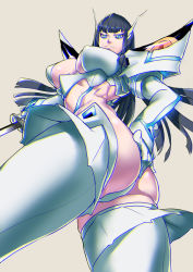  10s 1girl ass ass_grab back-seamed_legwear black_hair blue_eyes breasts chromatic_aberration from_below gloves grabbing_own_ass ion_(cation) junketsu katana kill_la_kill kiryuuin_satsuki large_breasts long_hair looking_down revealing_clothes seamed_legwear solo sword thighhighs thong weapon white_thighhighs  rating:Questionable score:64 user:jojosstand