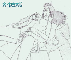  1boy 1girl :o absurdres breasts clothed_male_nude_female clothed_sex detached_sleeves flower grabbing grabbing_another&#039;s_breast groping hair_flower hair_ornament hetero highres konan_(naruto) labret_piercing looking_at_viewer lying lying_on_person monochrome naruto_(series) naruto_shippuuden nipples nude open_mouth penis piercing pussy sex short_hair testicles text_focus thighs uchiha_sasuke uncensored vaginal x-t3al  rating:Explicit score:59 user:dzv