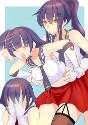 10s 3girls ^^^ agano_(kancolle) anchor_symbol anger_vein angry asymmetrical_legwear bare_shoulders belly_grab blue_hair blush breasts commentary_request covering_face crying closed_eyes garter_straps gloves grabbing grabbing_from_behind hair_between_eyes hands_on_own_face highres ishikkoro kantai_collection large_breasts long_hair midriff miniskirt multiple_girls navel necktie open_mouth pleated_skirt ponytail purple_hair red_eyes sakawa_(kancolle) school_uniform serafuku short_hair single_thighhigh skirt thighhighs uneven_legwear weight_conscious white_gloves yahagi_(kancolle) rating:Sensitive score:14 user:danbooru