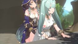  1futa 1girl 3d animated aqua_hair arched_back arm_support ass_grab bent_over blinking blue_hair bottomless bouncing_breasts bracelet breasts clothed_sex day faruzan_(genshin_impact) from_behind futa_with_female futanari genshin_impact green_eyes hairdressing highres hood horizontalslope jewelry layla_(genshin_impact) leaning_forward medium_breasts multiple_girls nature nipples no_bra no_panties one_breast_out open_clothes open_mouth penis ponytail pov pov_breasts pov_hands sex sex_from_behind side_ponytail side_ponytails sound standing standing_sex table twintails uncensored video yellow_eyes yuri  rating:Explicit score:571 user:SylvanDragon